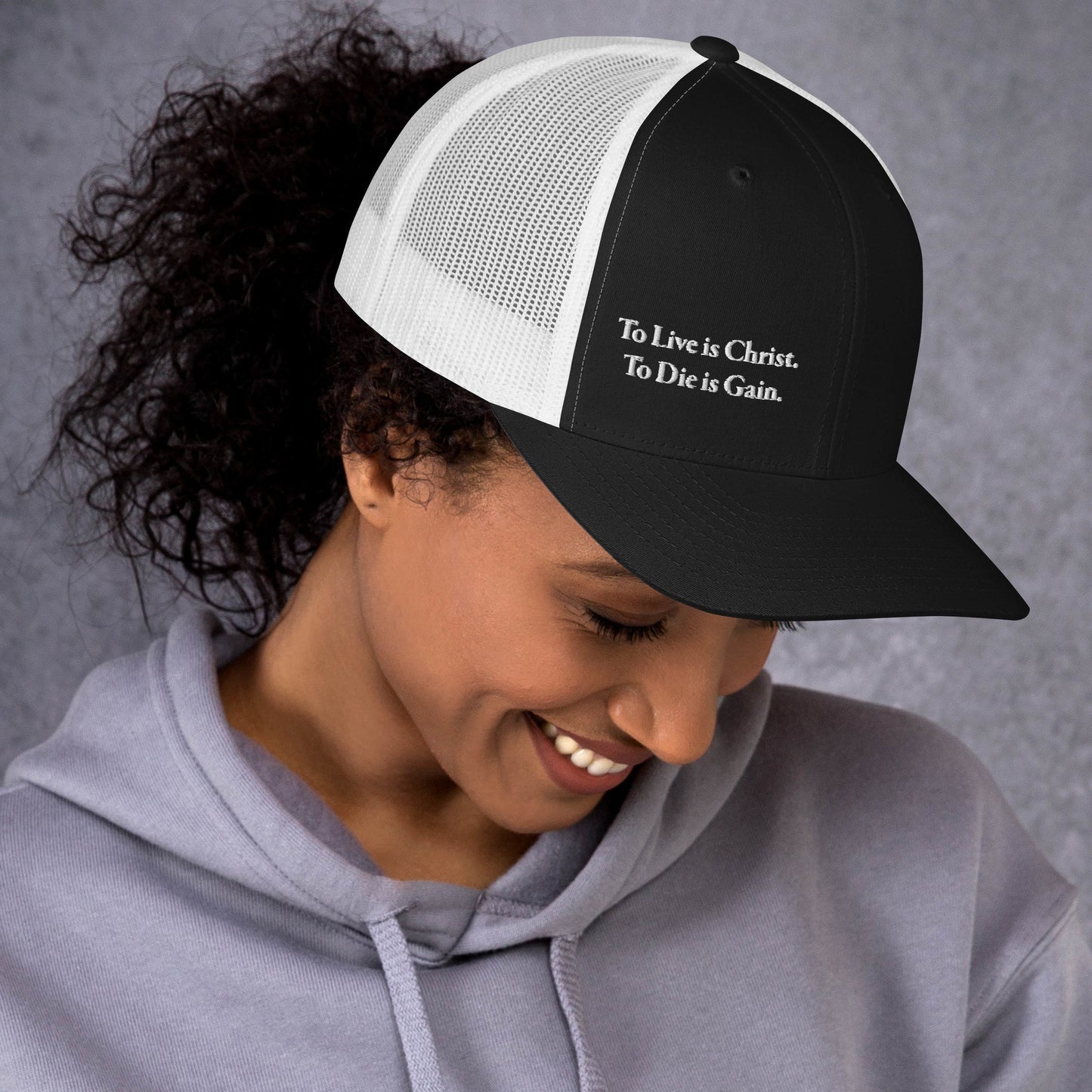 To Live is Christ White Women's Trucker Cap