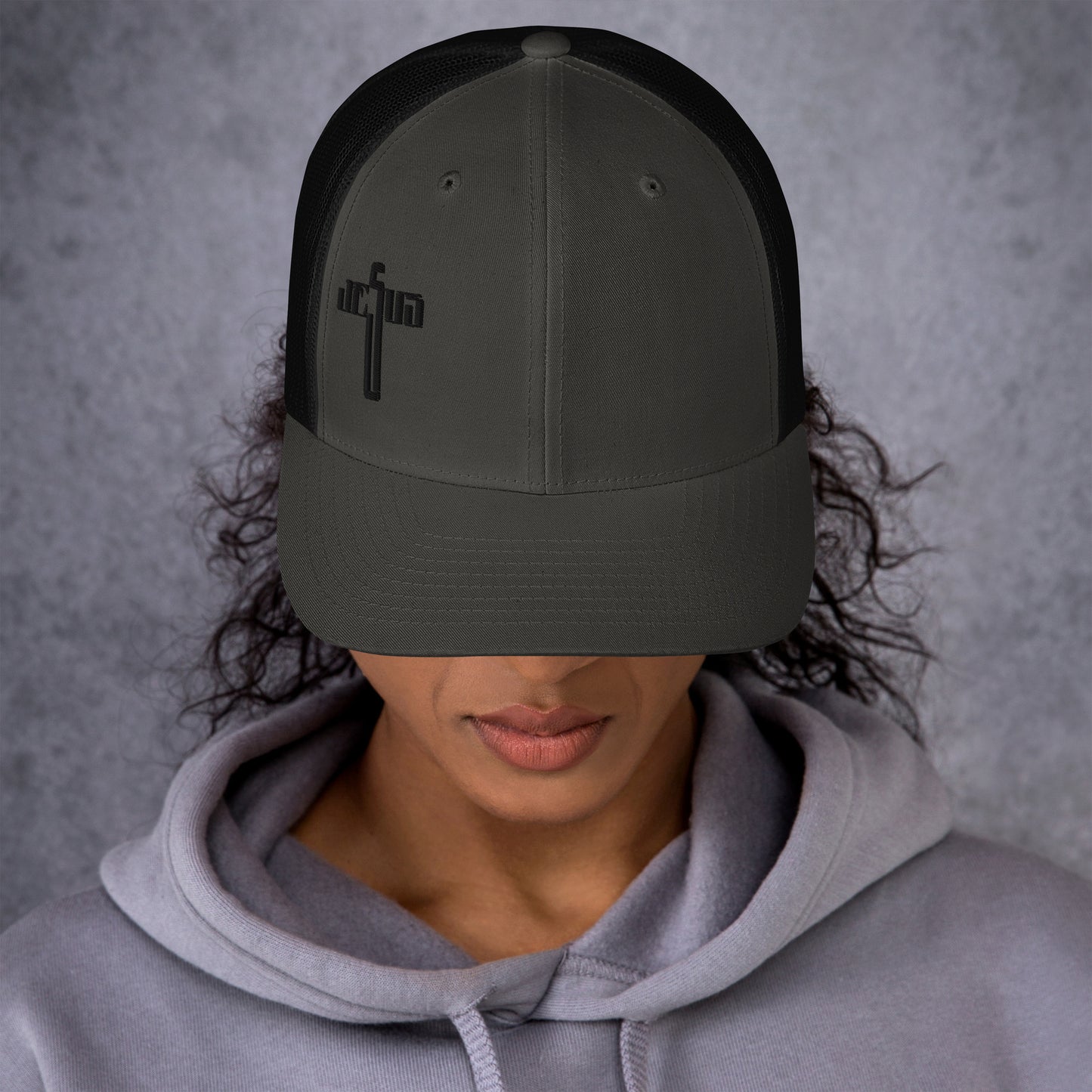 Jesus Cross Black Women's Trucker Cap