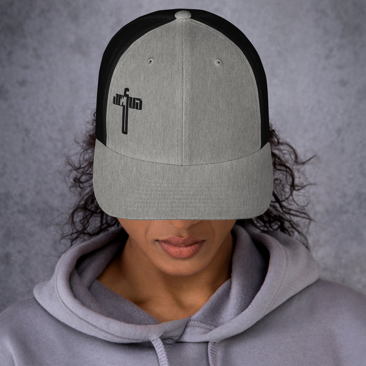 Jesus Cross Black Women's Trucker Cap