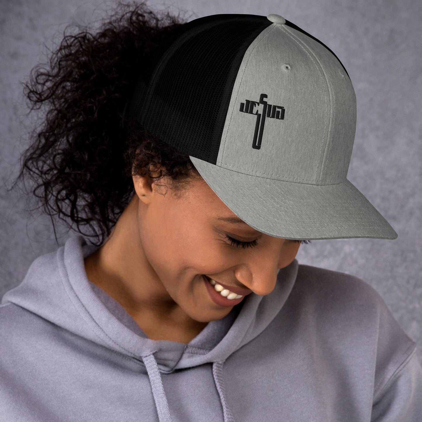 Jesus Cross Black Women's Trucker Cap