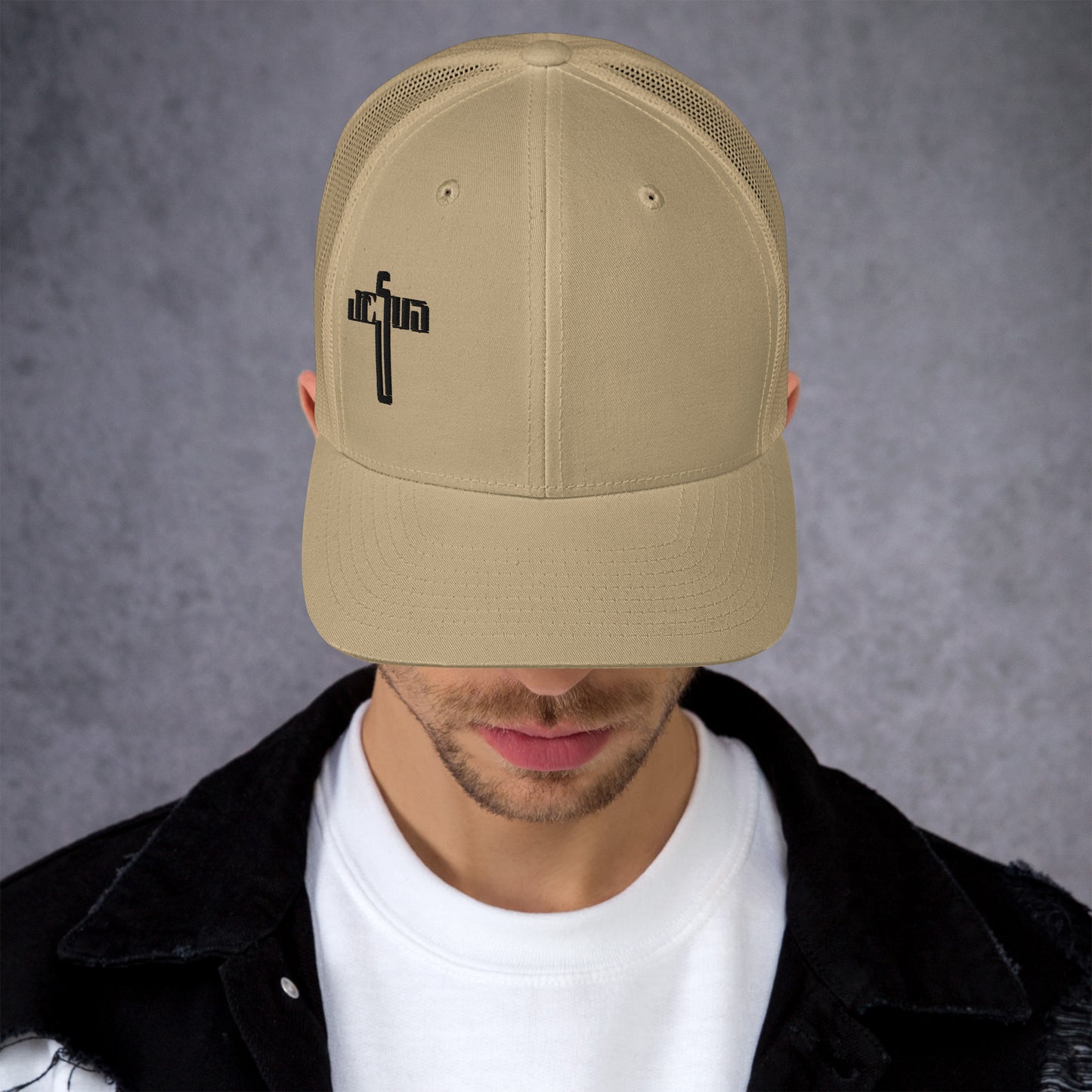 Jesus Cross Black Men's Trucker Cap