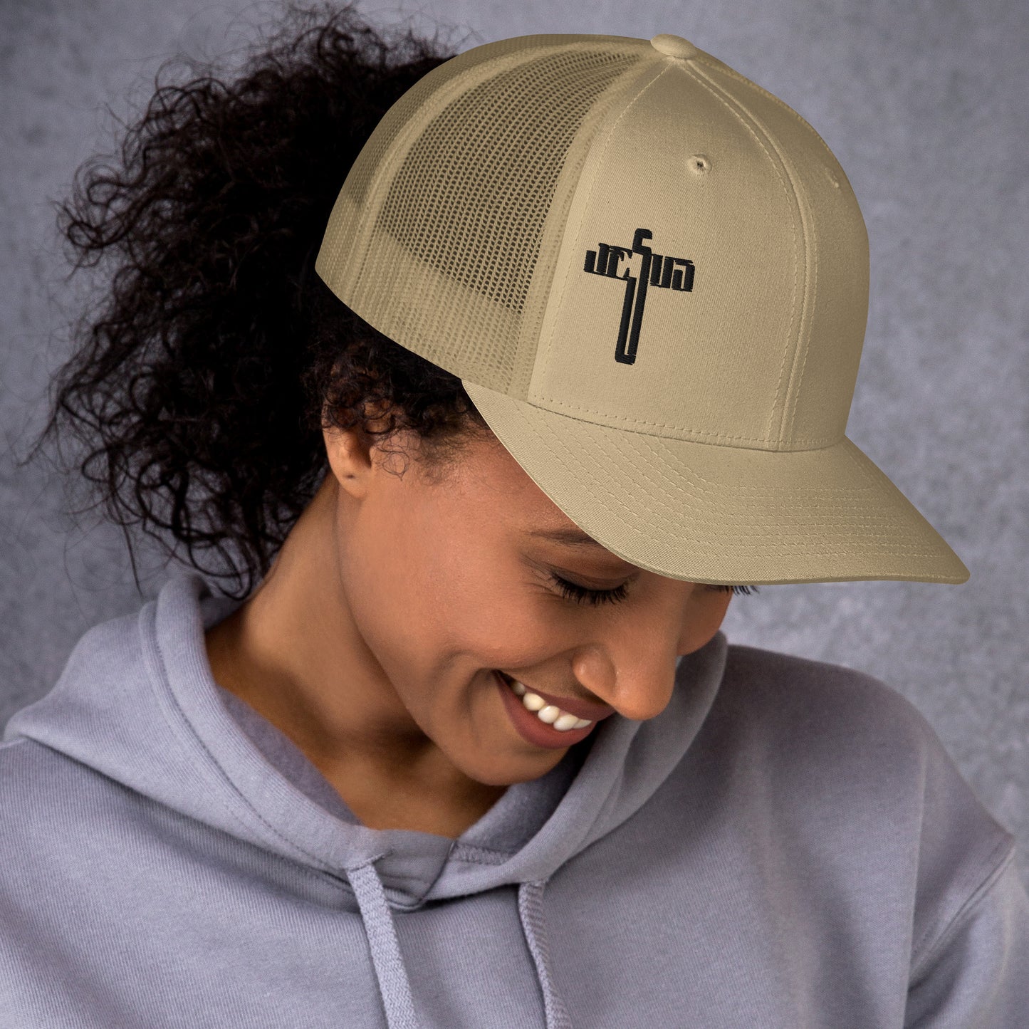 Jesus Cross Black Women's Trucker Cap