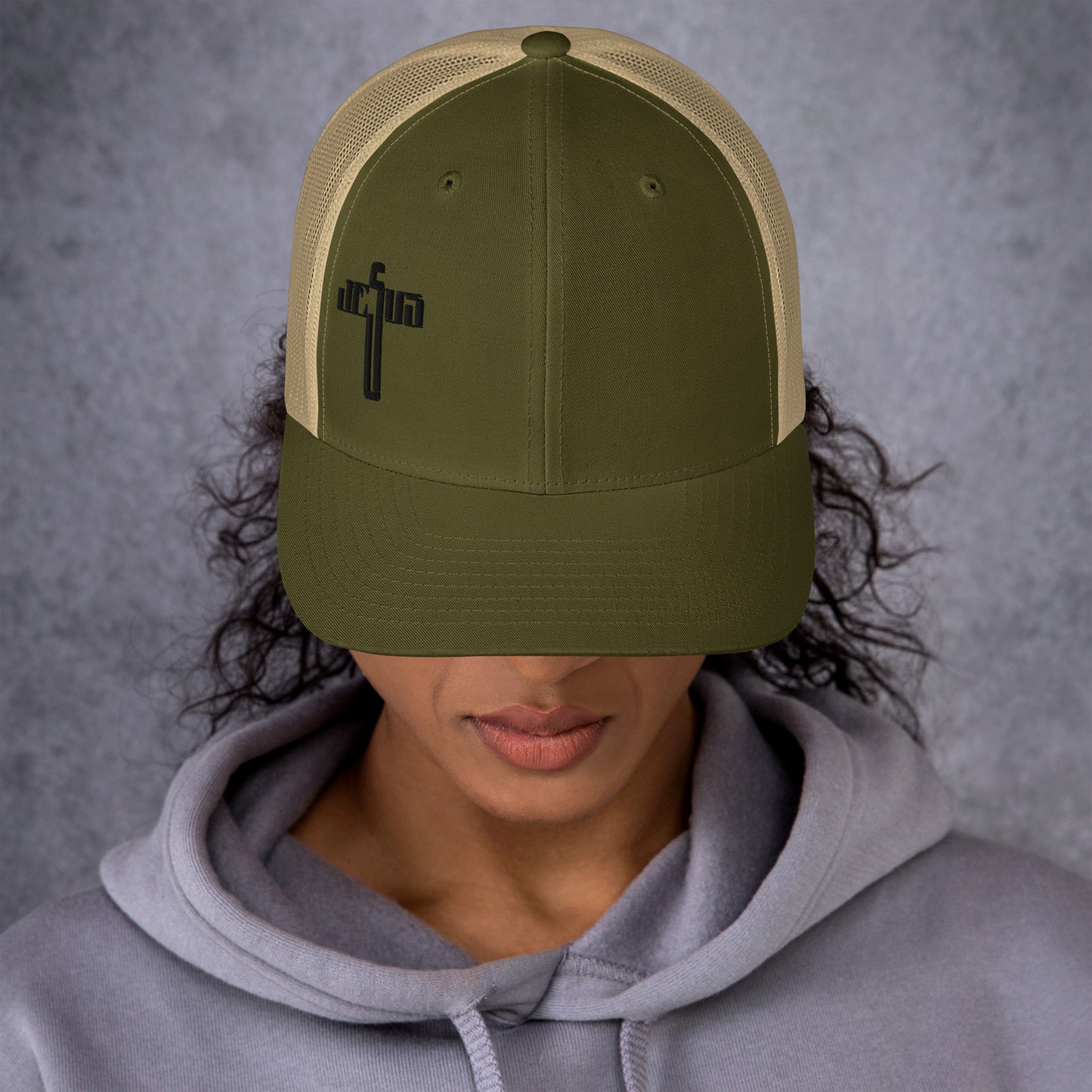 Jesus Cross Black Women's Trucker Cap