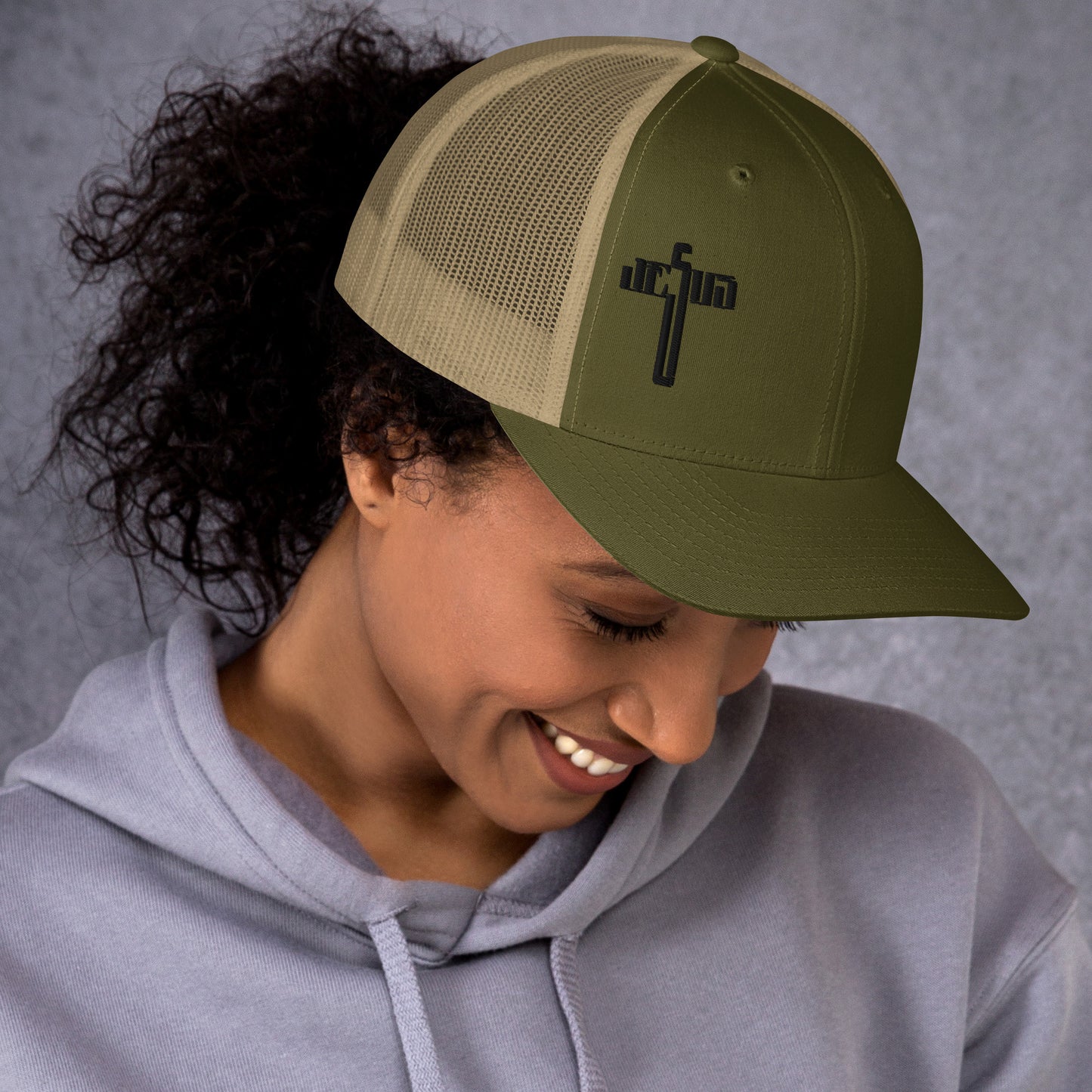 Jesus Cross Black Women's Trucker Cap