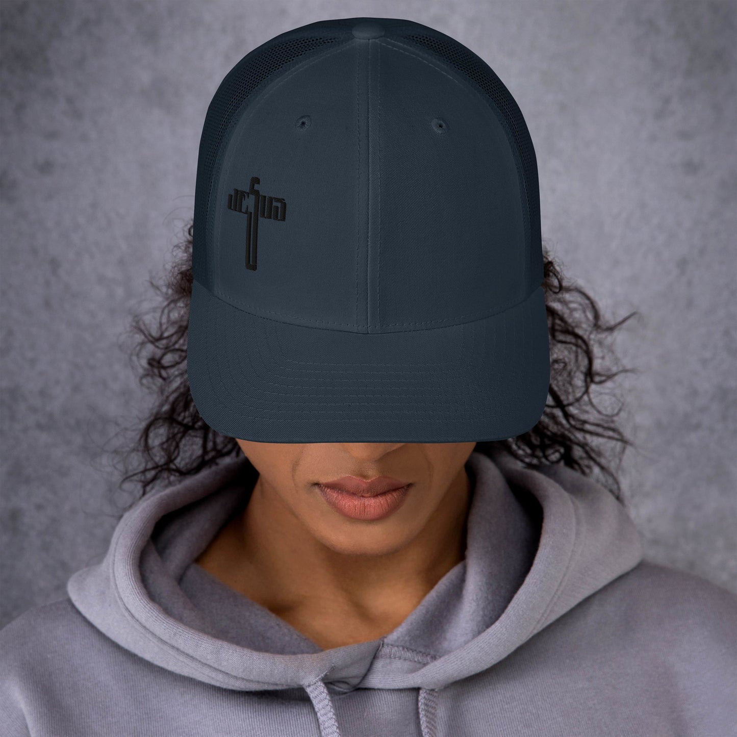 Jesus Cross Black Women's Trucker Cap