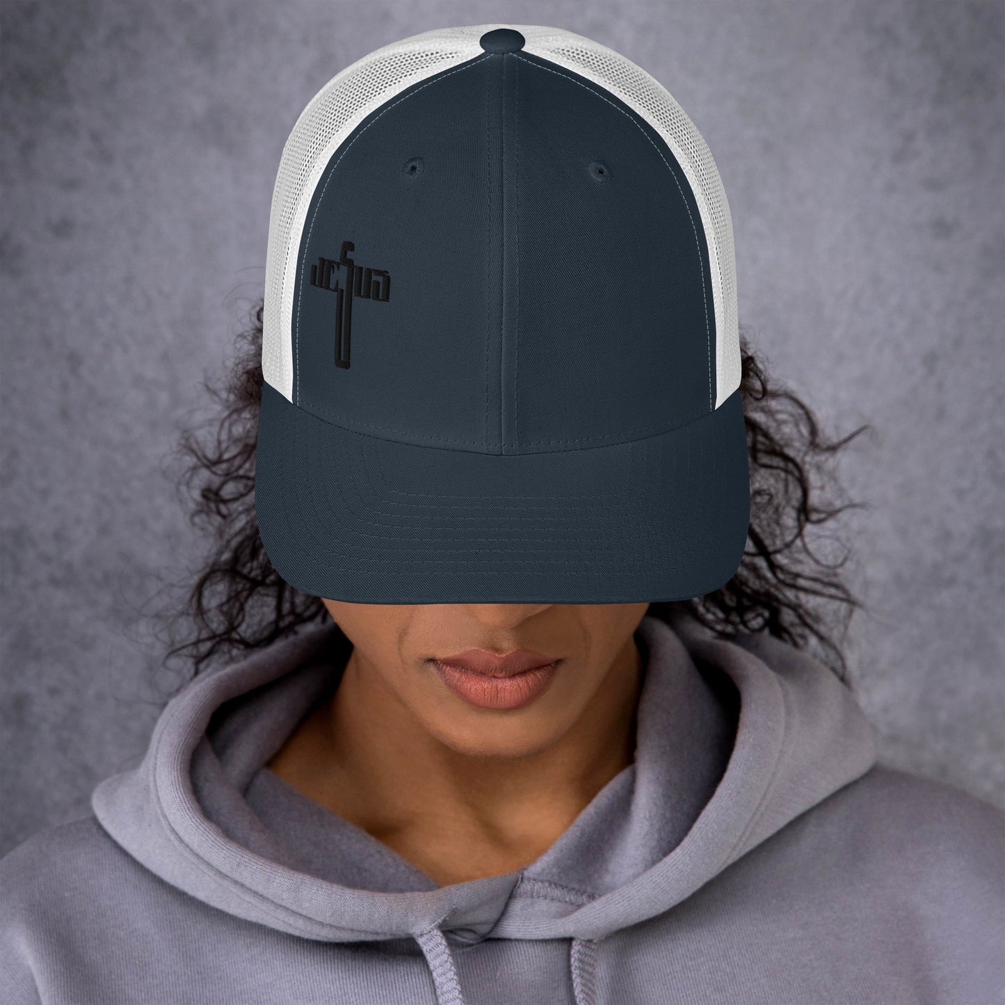 Jesus Cross Black Women's Trucker Cap