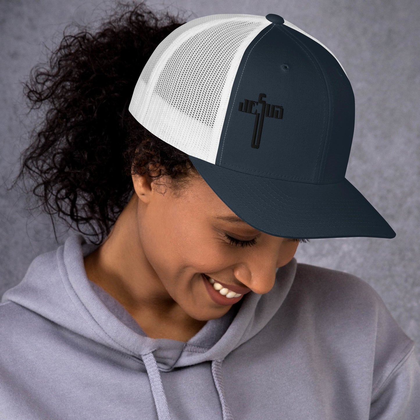 Jesus Cross Black Women's Trucker Cap