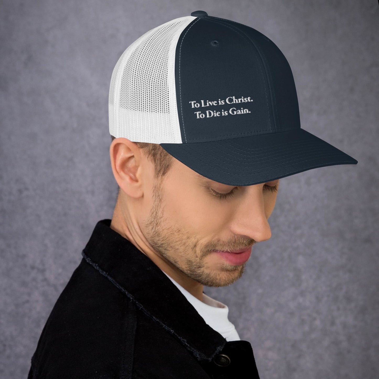 To Live is Christ White Men's Trucker Cap