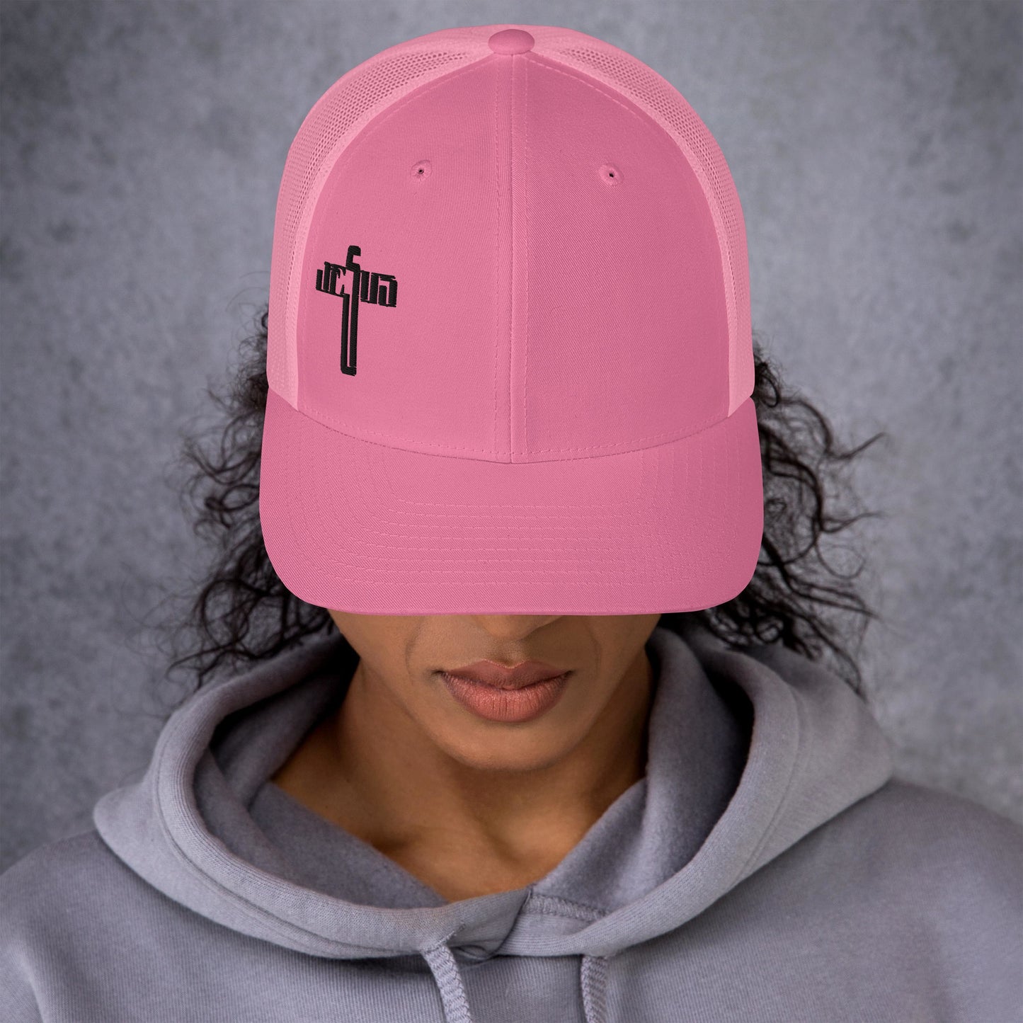 Jesus Cross Black Women's Trucker Cap