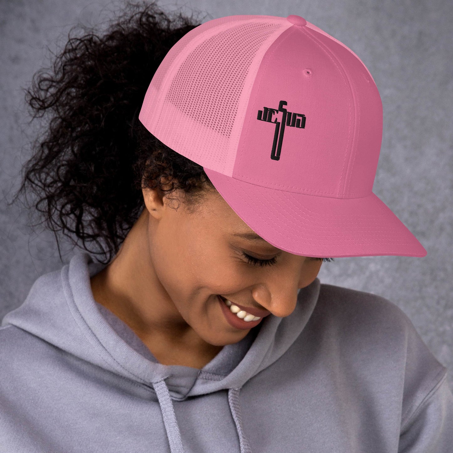 Jesus Cross Black Women's Trucker Cap