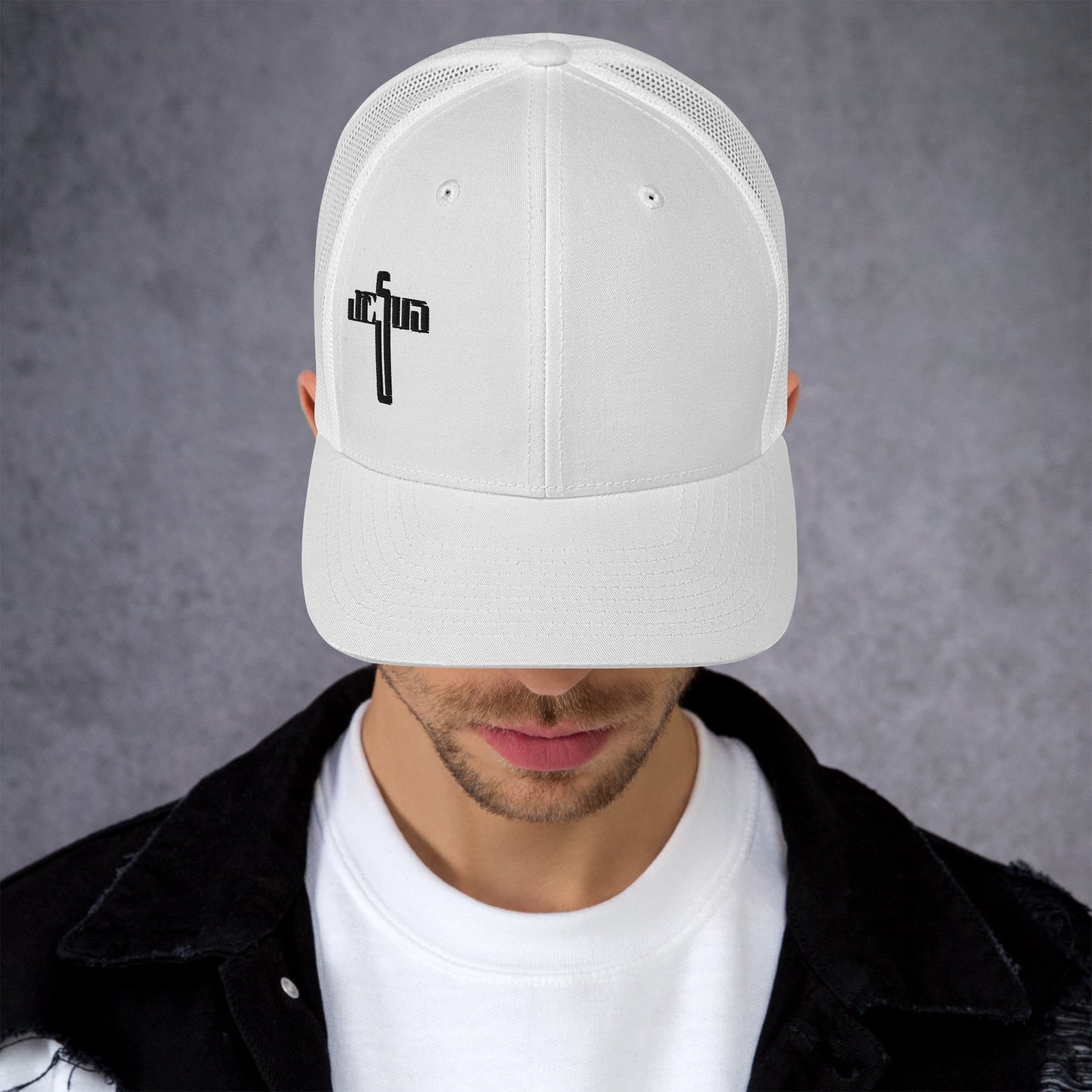 Jesus Cross Black Men's Trucker Cap