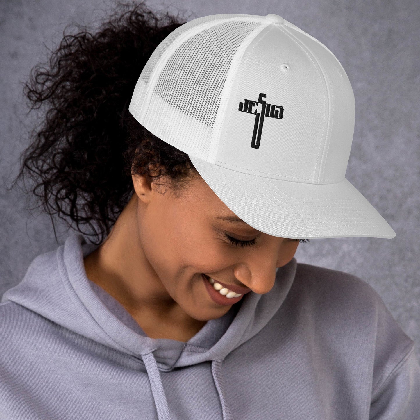 Jesus Cross Black Women's Trucker Cap