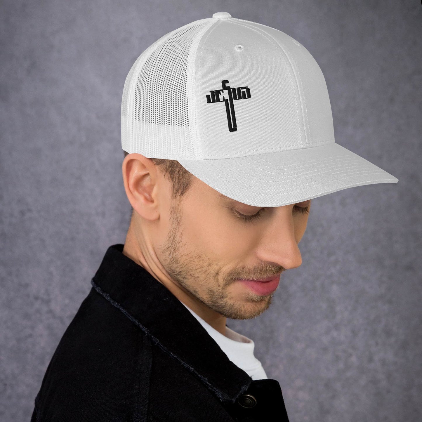 Jesus Cross Black Men's Trucker Cap