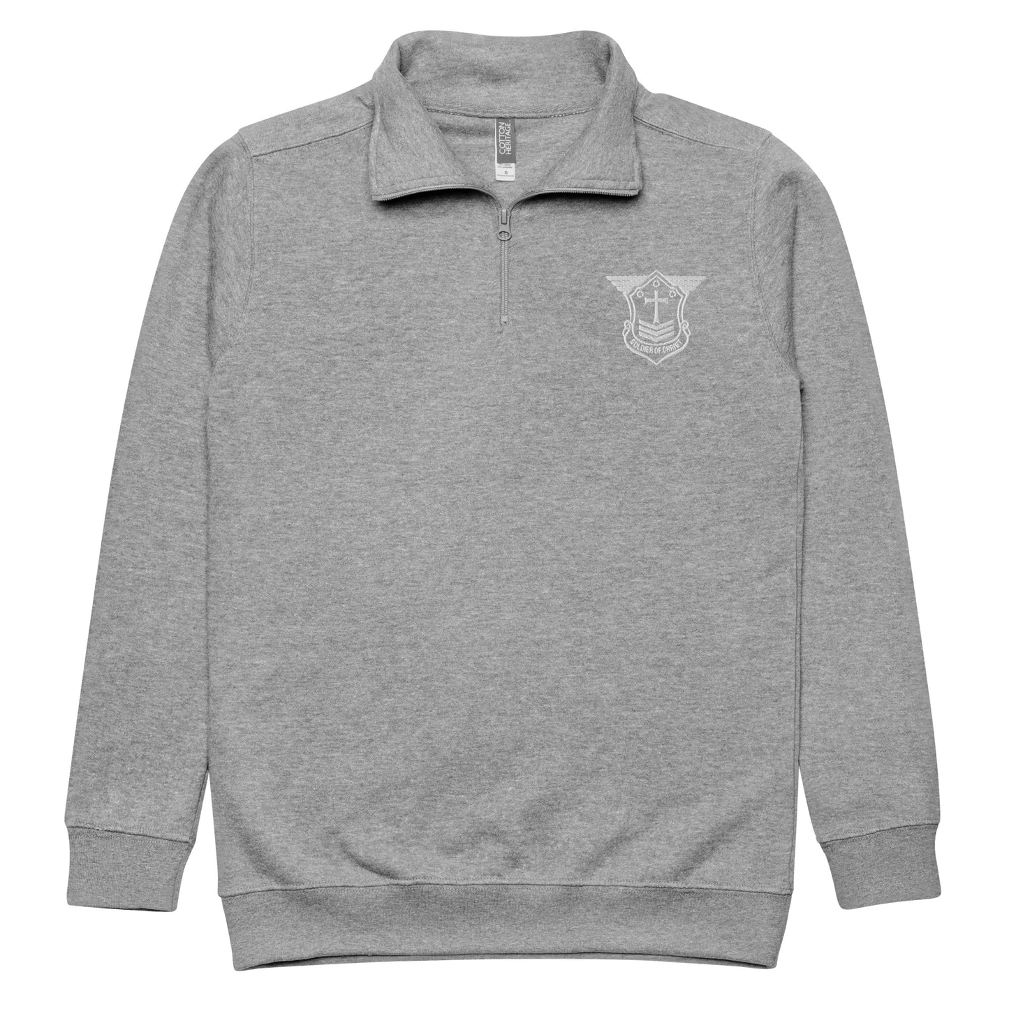 Soldier of Christ White Embroidered Unisex Fleece Pullover