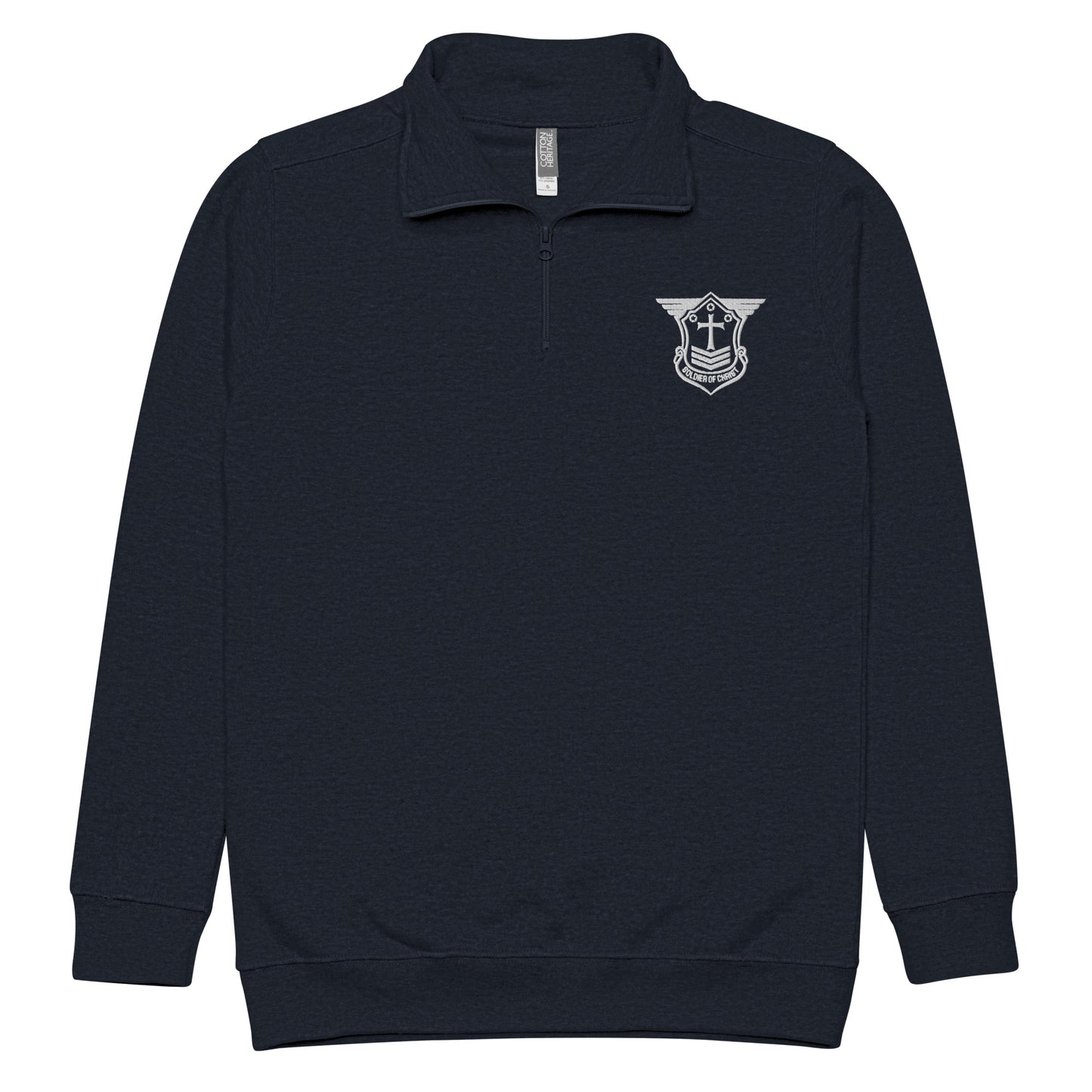 Soldier of Christ White Embroidered Unisex Fleece Pullover