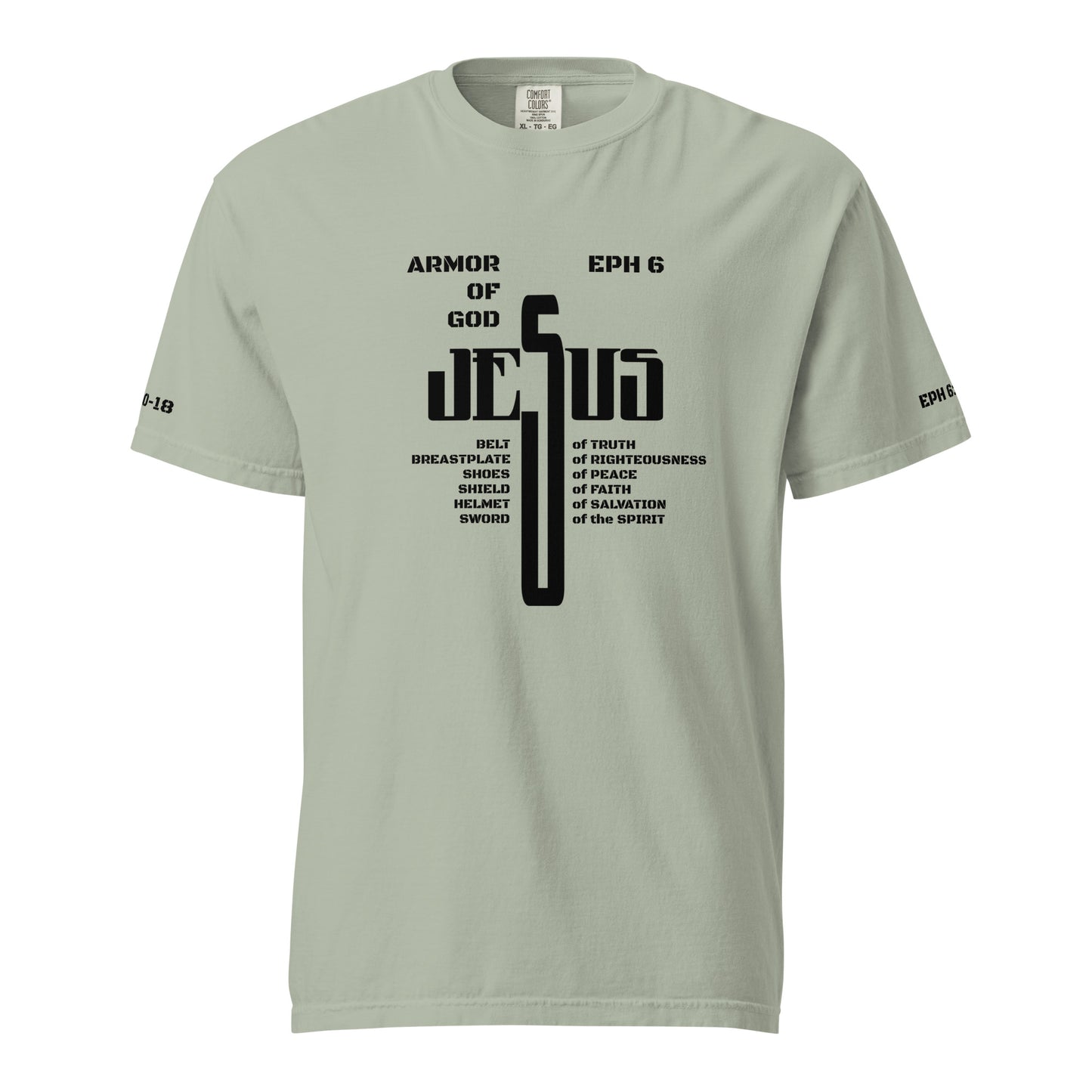 Jesus Cross Black w/Armor of God Unisex Heavyweight T-Shirt