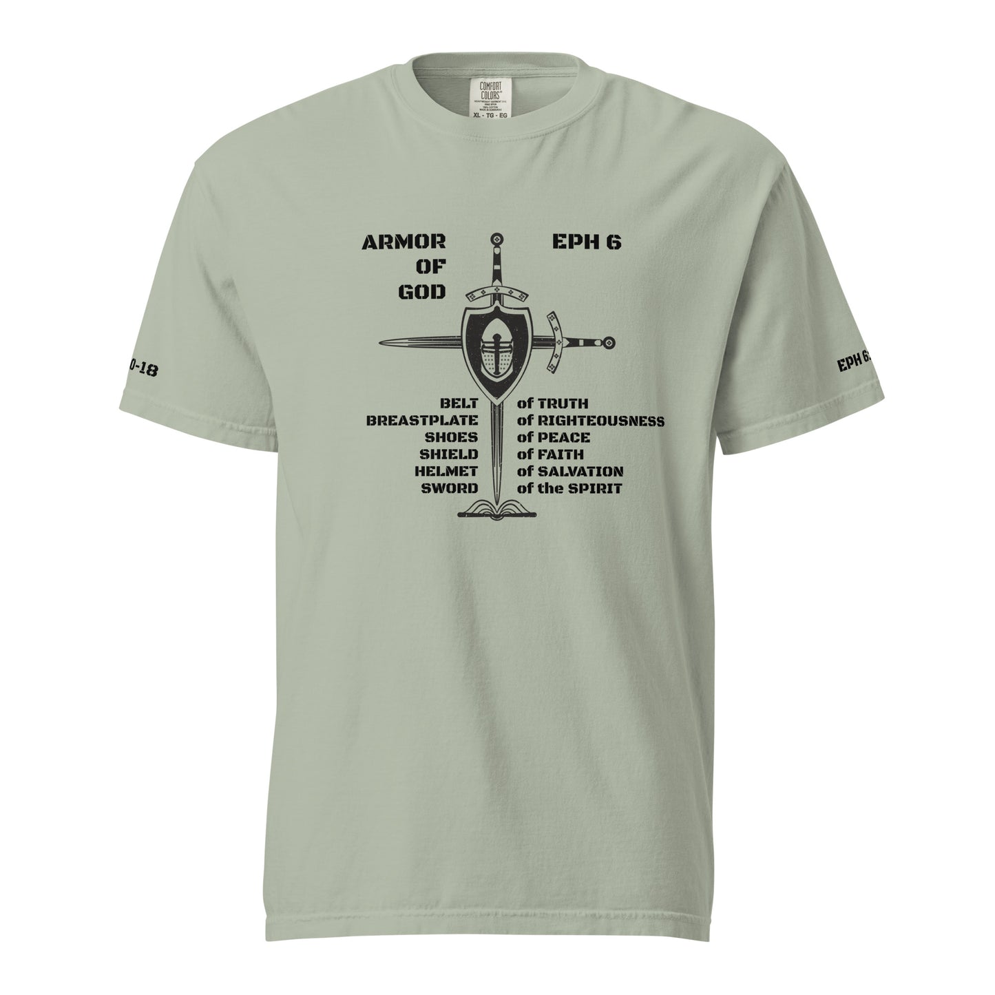 Armor of God Cross Black w/Armor of God Unisex Heavyweight T-Shirt