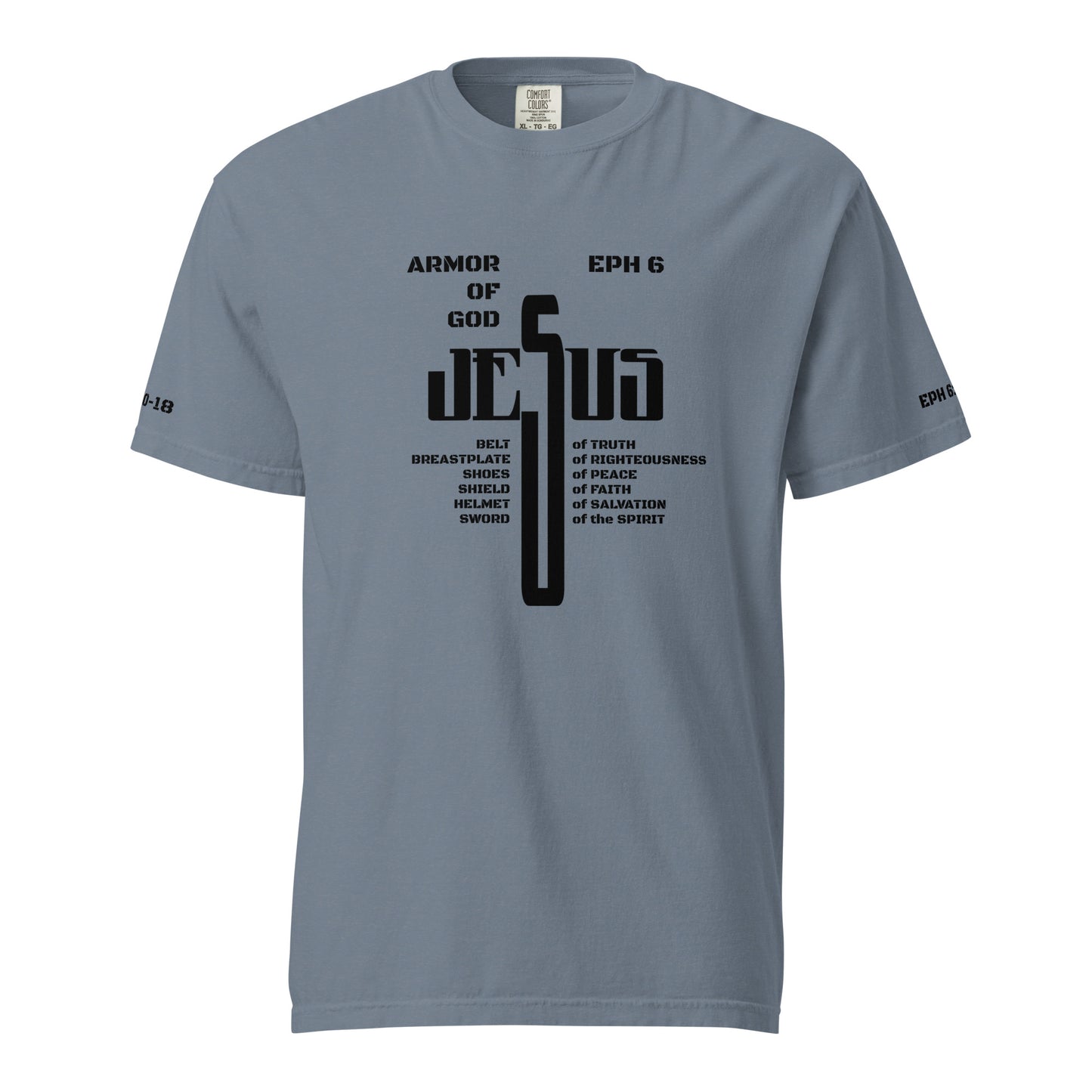 Jesus Cross Black w/Armor of God Unisex Heavyweight T-Shirt