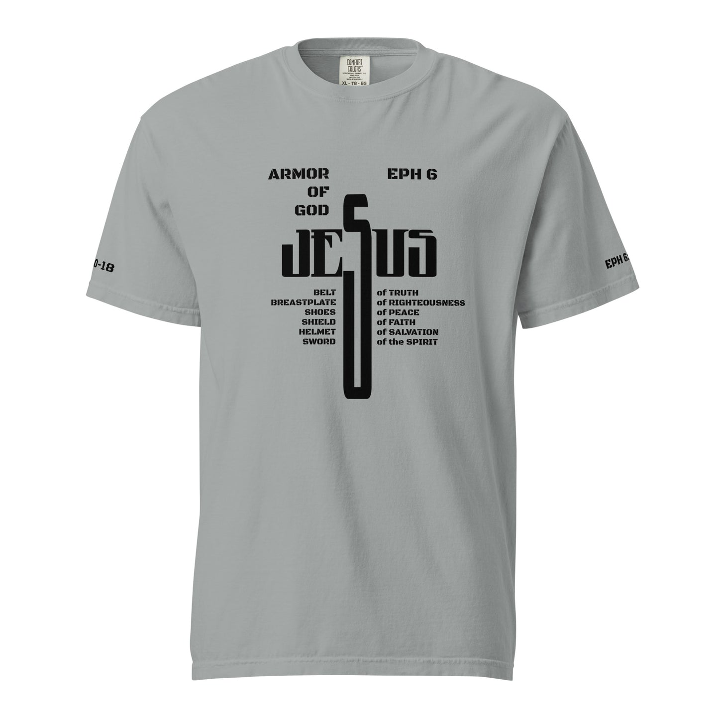 Jesus Cross Black w/Armor of God Unisex Heavyweight T-Shirt