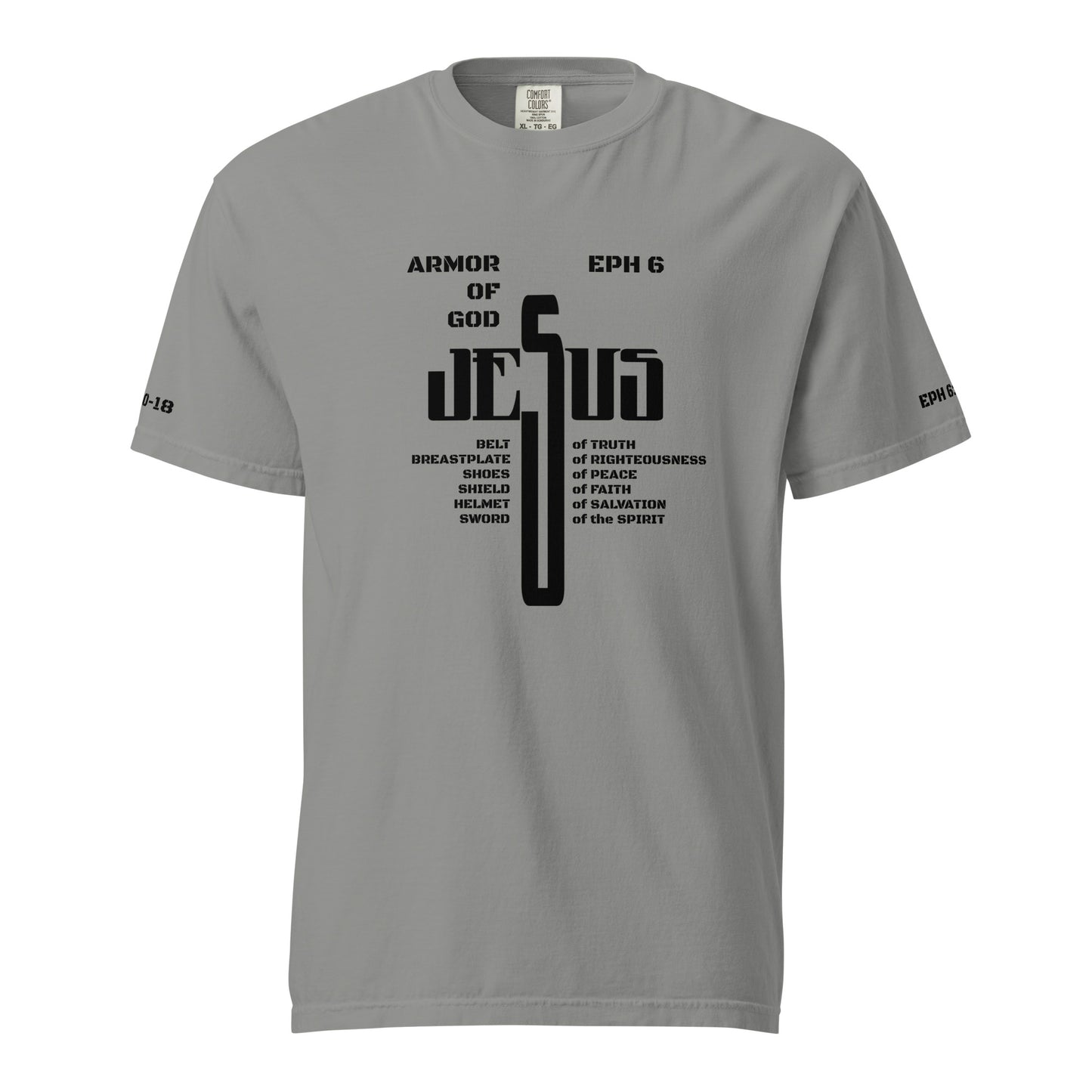 Jesus Cross Black w/Armor of God Unisex Heavyweight T-Shirt