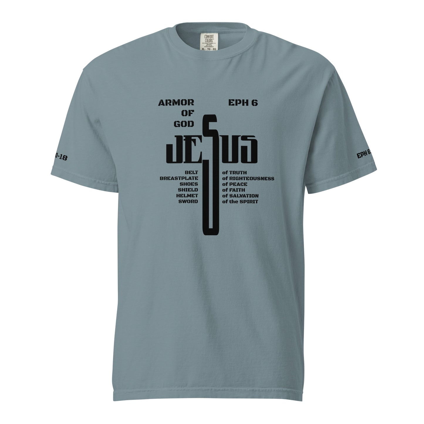 Jesus Cross Black w/Armor of God Unisex Heavyweight T-Shirt