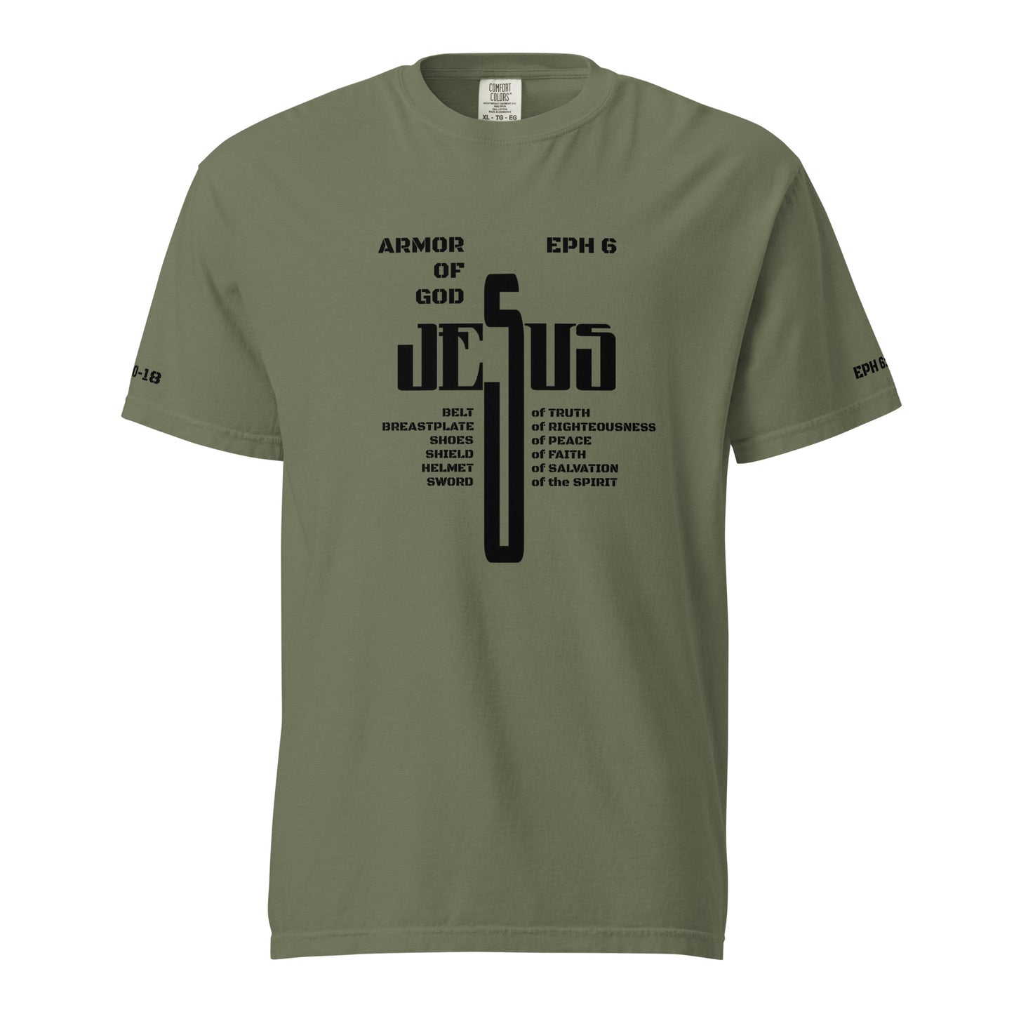 Jesus Cross Black w/Armor of God Unisex Heavyweight T-Shirt