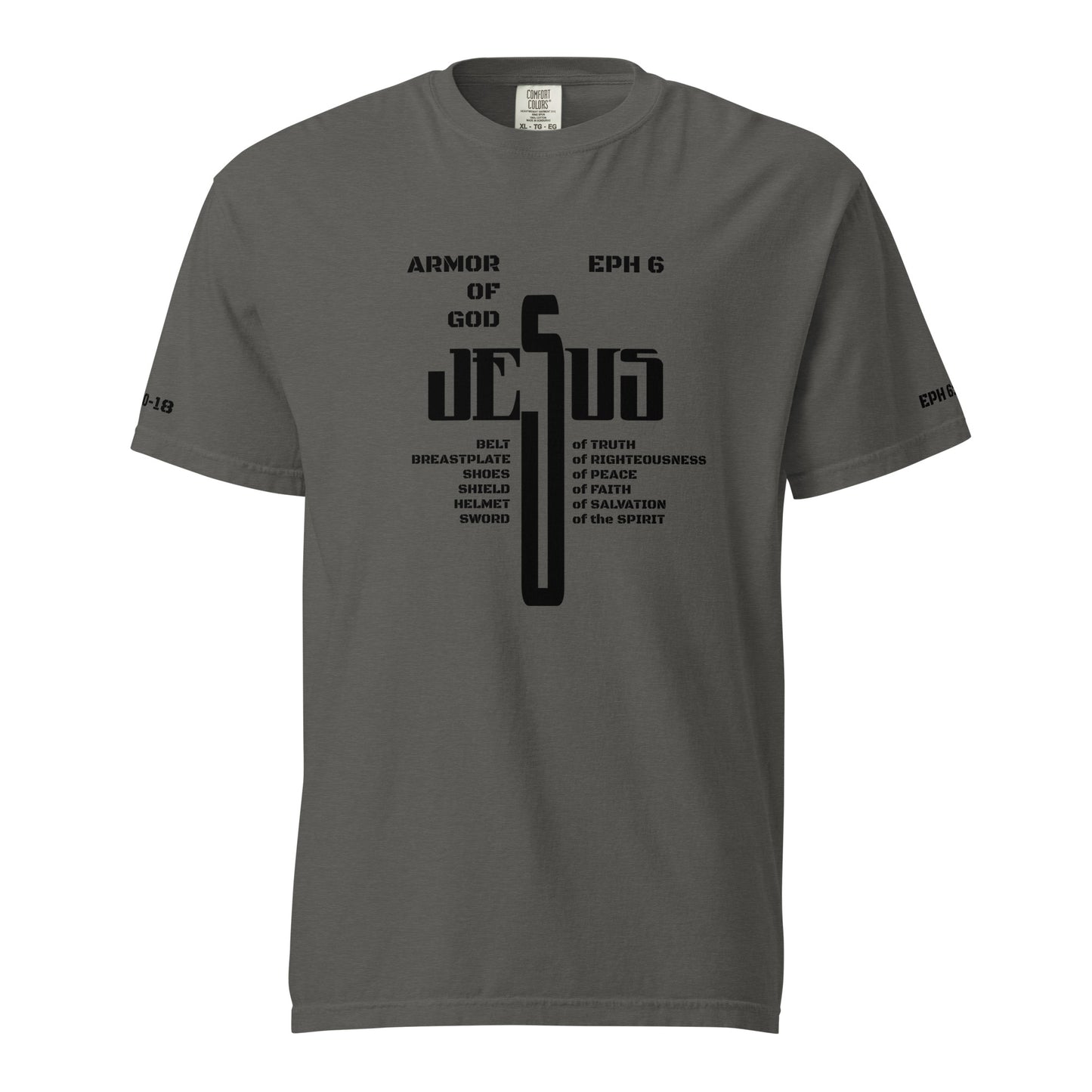 Jesus Cross Black w/Armor of God Unisex Heavyweight T-Shirt