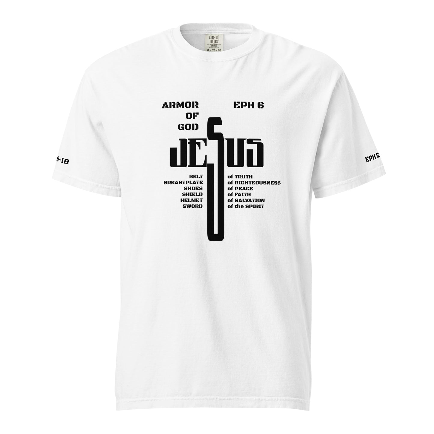 Jesus Cross Black w/Armor of God Unisex Heavyweight T-Shirt