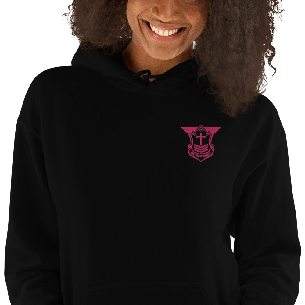 Unisex Hoodie with Flamingo Embroidered Soldier of Christ Emblem