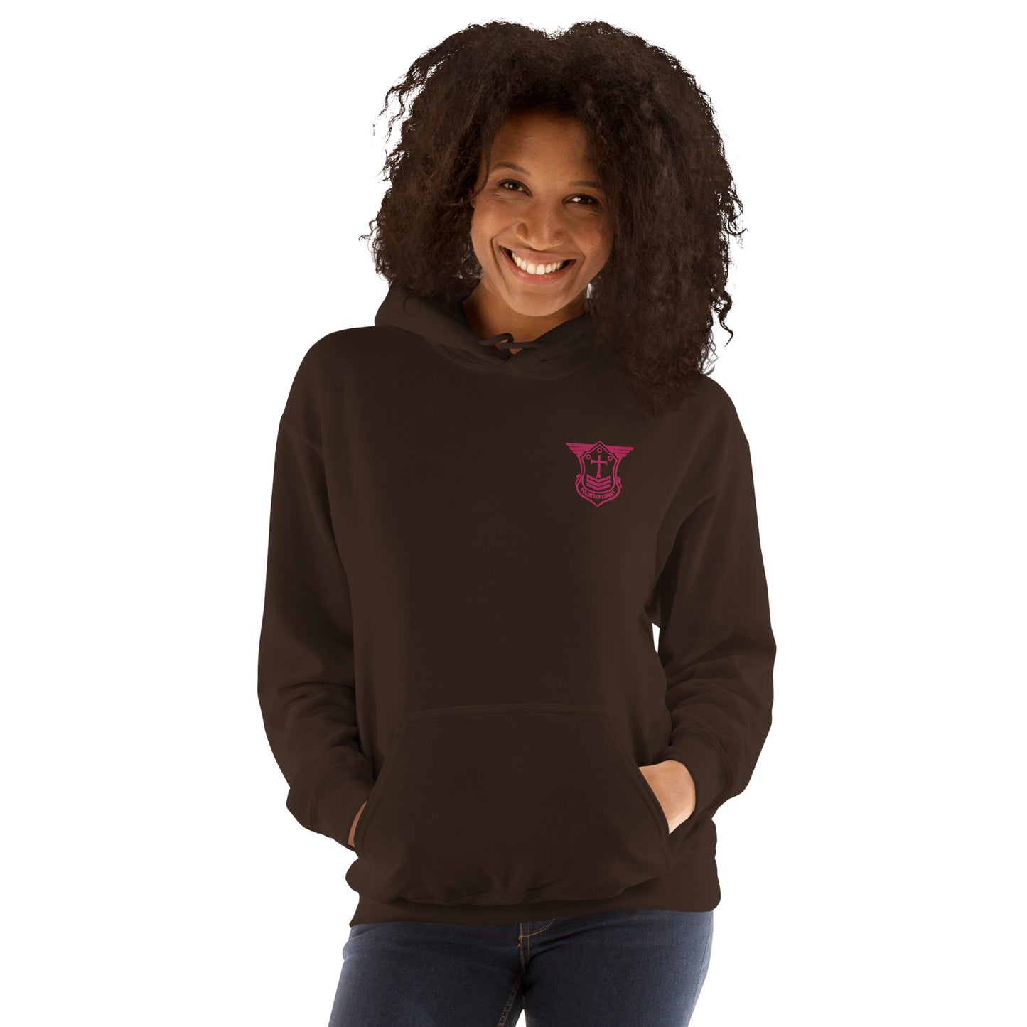 Unisex Hoodie with Flamingo Embroidered Soldier of Christ Emblem