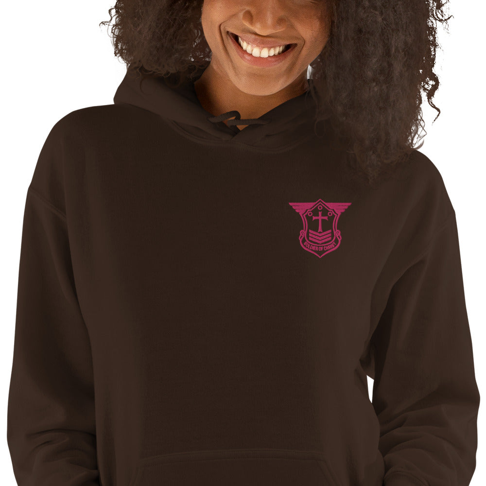 Unisex Hoodie with Flamingo Embroidered Soldier of Christ Emblem