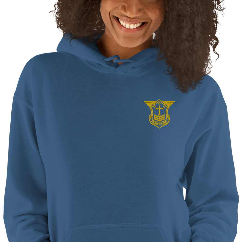 Unisex Hoodie with Gold Embroidered Soldier of Christ Emblem