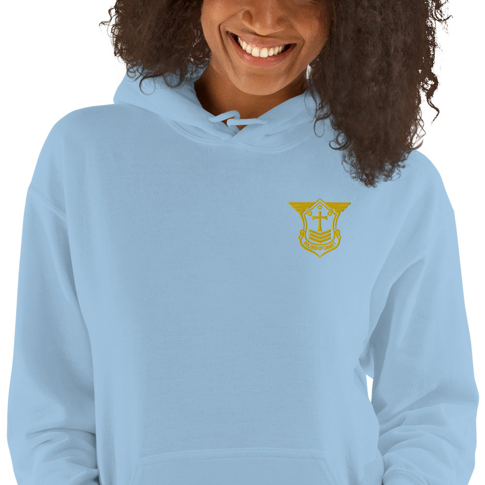 Unisex Hoodie with Gold Embroidered Soldier of Christ Emblem