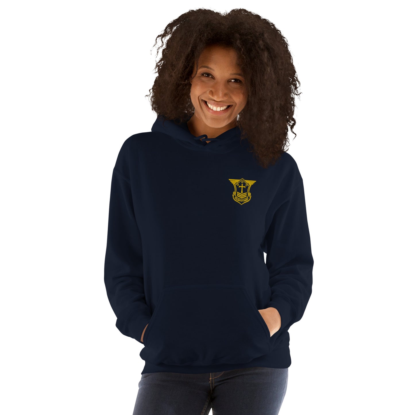 Unisex Hoodie with Gold Embroidered Soldier of Christ Emblem