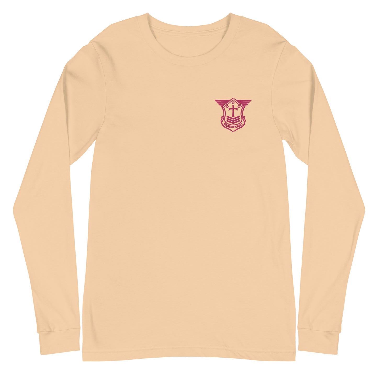 Unisex Long Sleeve T-Shirt with Flamingo Embroidered Soldier of Christ Emblem