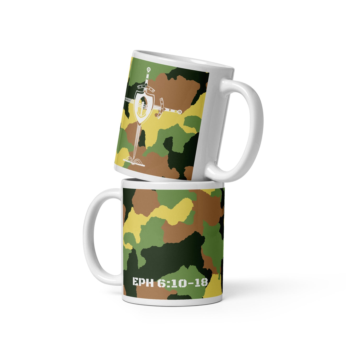 Armor of God White Green Camo Multi-Color Glossy Mug