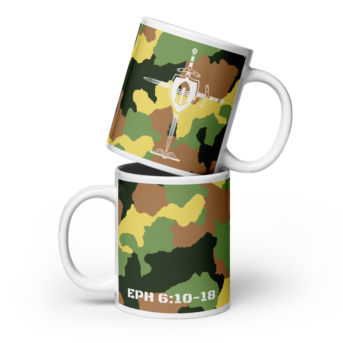 Armor of God White Green Camo Multi-Color Glossy Mug