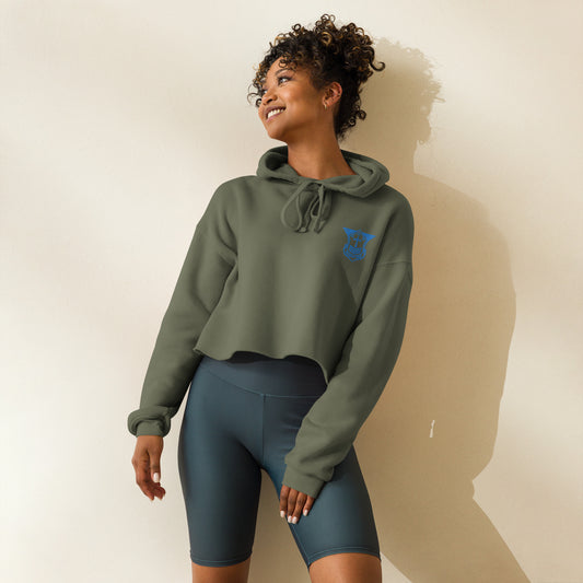 Crop Hoodie with Aqua Teal Embroidered Soldier of Christ Emblem