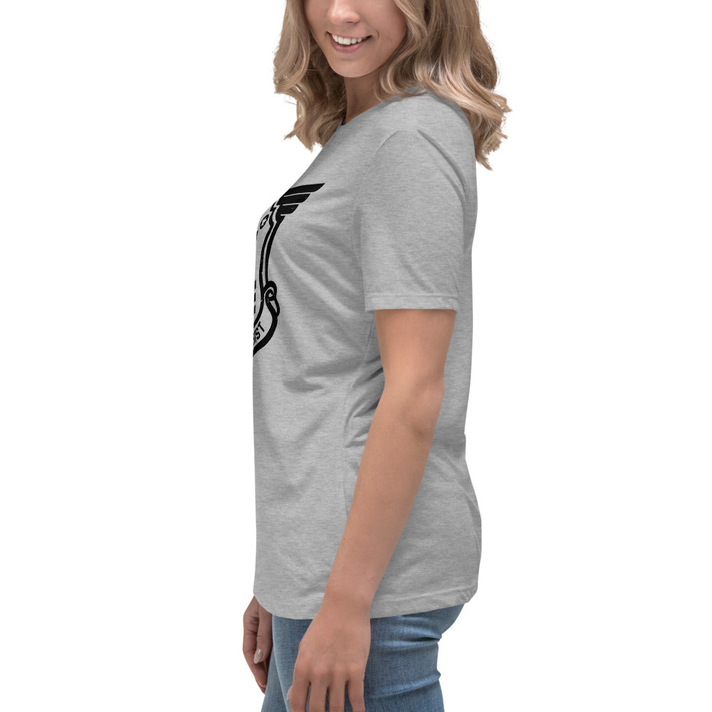 Women's Relaxed T-Shirt with Black Soldier of Christ Emblem Front