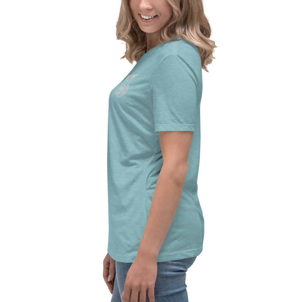 Women's Relaxed T-Shirt with White Embroidered Soldier of Christ Emblem