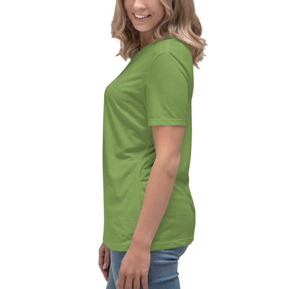 Women's Relaxed T-Shirt with Kiwi Green Embroidered Soldier of Christ Emblem