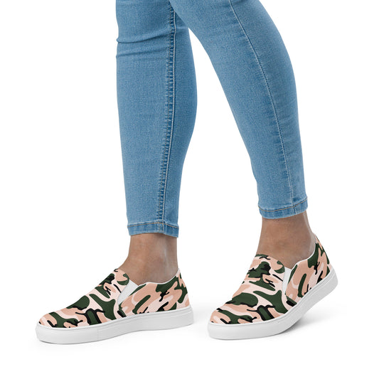 Pink Camo Women’s Slip-on Canvas Shoes