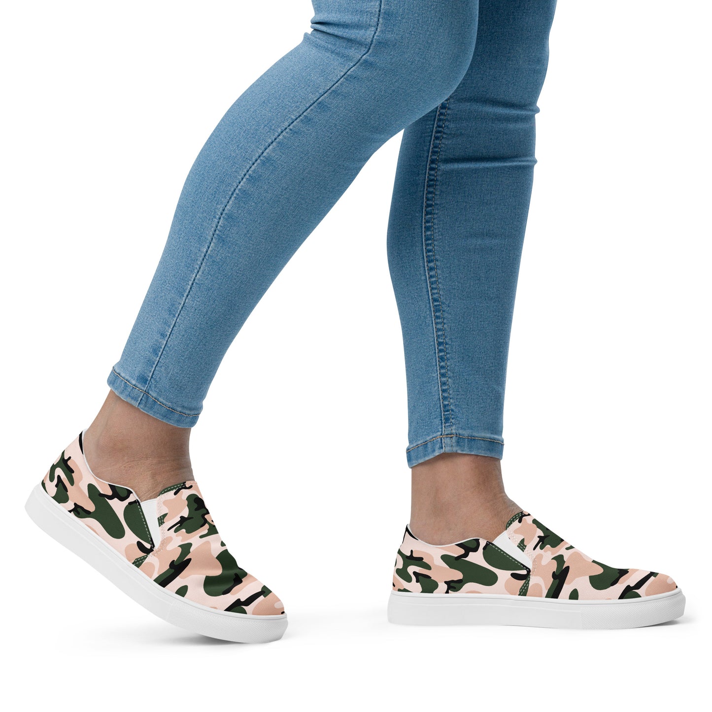 Pink Camo Women’s Slip-on Canvas Shoes